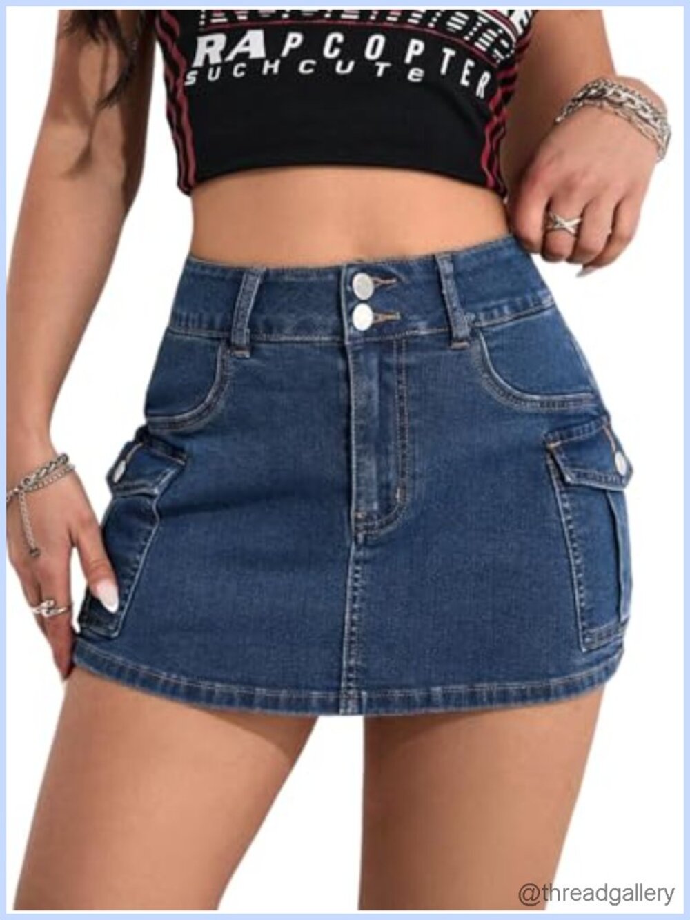 High Waisted Denim Skort Cargo Shorts Stretch Mini Skirt Pockets